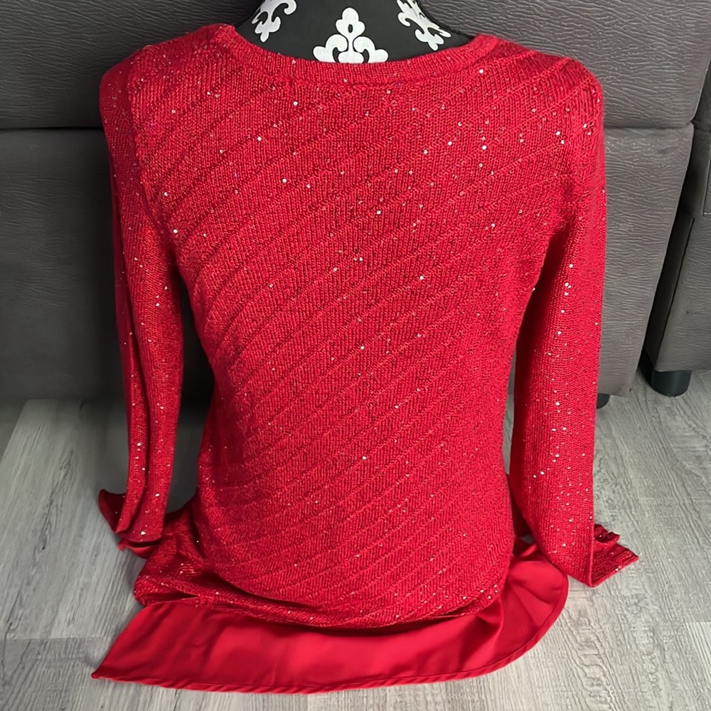 Apt. 9 High - Low Red Sweater With Sequin Size Me… - image 6